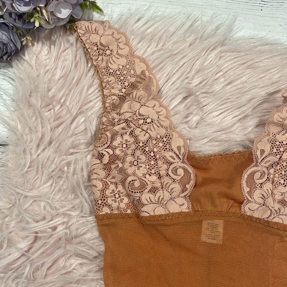 NWT HAH Hot as Hell Orange Blush Mesh Lace Trim Bodysuit - Picture 5 of 8